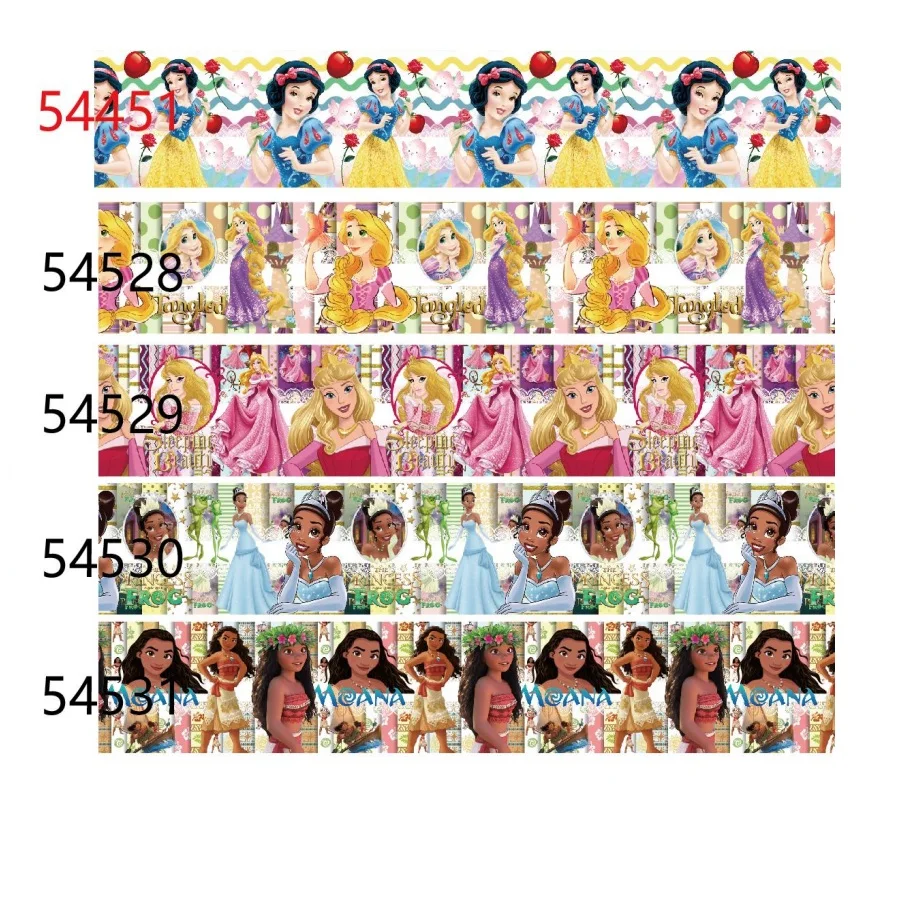 

(50 ярдов) корсажная лента с принтом Принцессы Диснея с цветком 25 мм для бантов принадлежности для рукоделия DIY украшения ручной работы