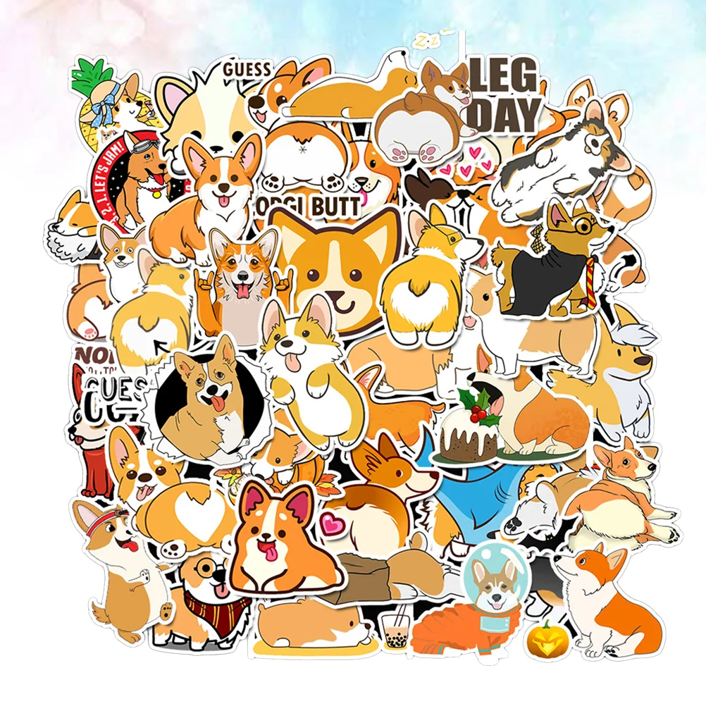 

100 Pcs Corgi Sticker Skateboard Luggage Case Suitcase Stickers Christmas Decor