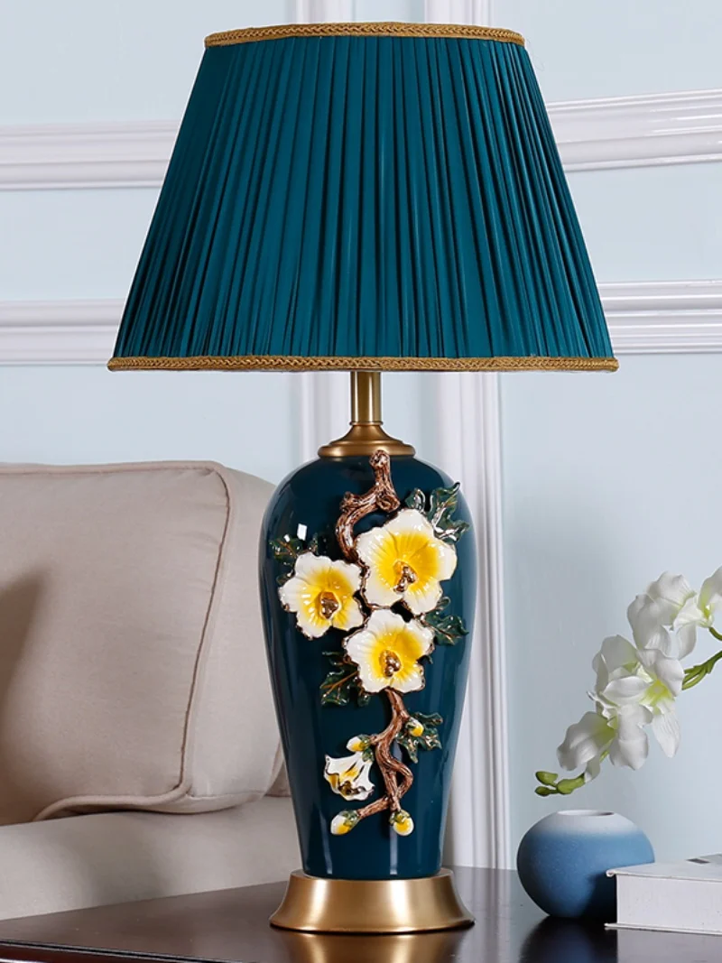Большая роскошная эмалированная Керамическая Настольная лампа для спальни