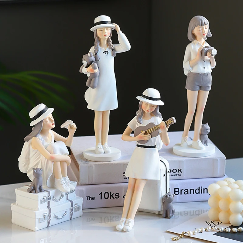 

Подвески из смолы в виде девушки для путешествий, статуи, декор для гостиной, современные аксессуары для украшения дома, настольные украшен...