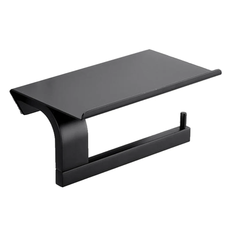 

Toilet Paper Holder Wall Mount Tissue Roll Hanger Stainless Steel Phone Platform Bathroom Hardware Set Brushed