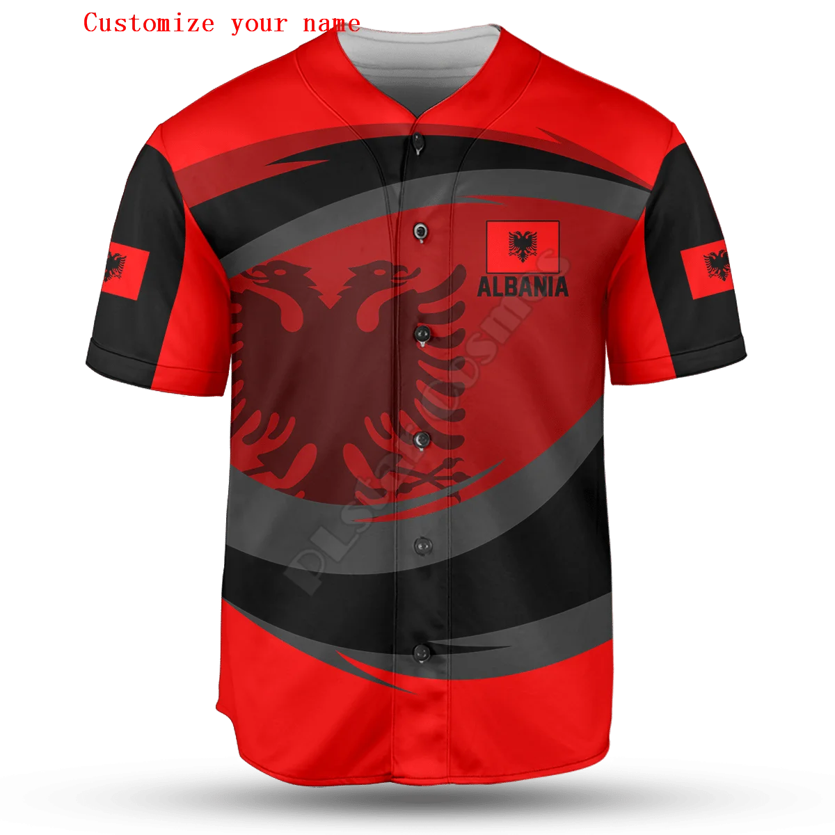 

Albania Thunder Customize Your Name Baseball Jersey Shirt Baseball Shirt 3D Printed Men's Shirt Casual Shirts hip hop Tops