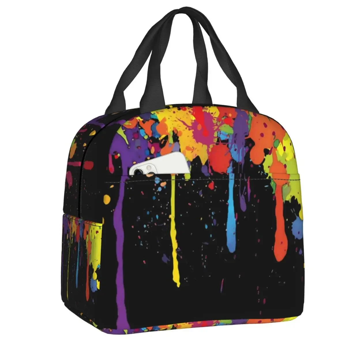 Разноцветная Изолированная обеденная сумка с изображением брызг краски для