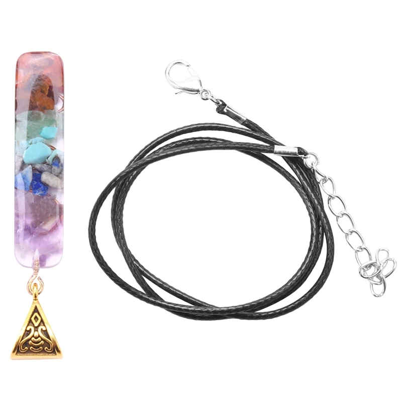 

7 Chakra Orgone Pendant Necklace,Energy Healing Crystals Necklace Rainbow Crystal Pendant Yoga Meditation Resin Jewelry