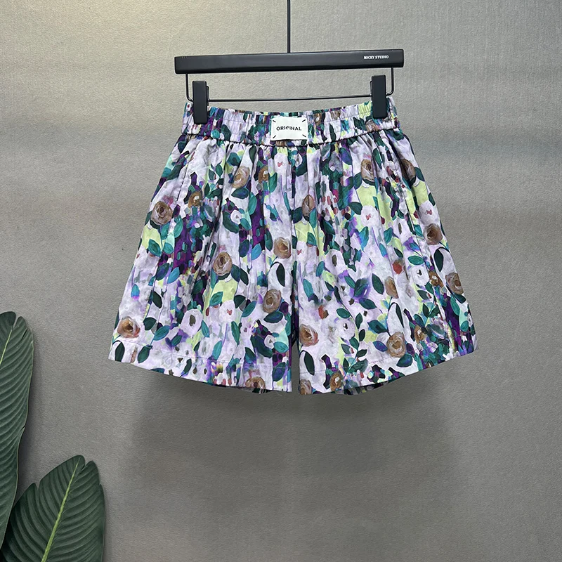Trendy Fashionable Printed Shorts Women 2023 New Summer All-match Elastic Waist Floral Shorts Loose Casual Hot Pants Streetwear