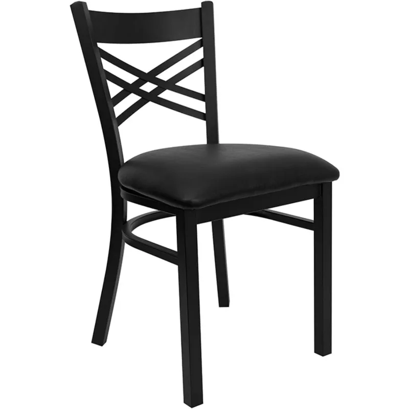 

Flash Furniture HERCULES Series Black ''x'' Back металлический ресторанный стул-черное виниловое сиденье