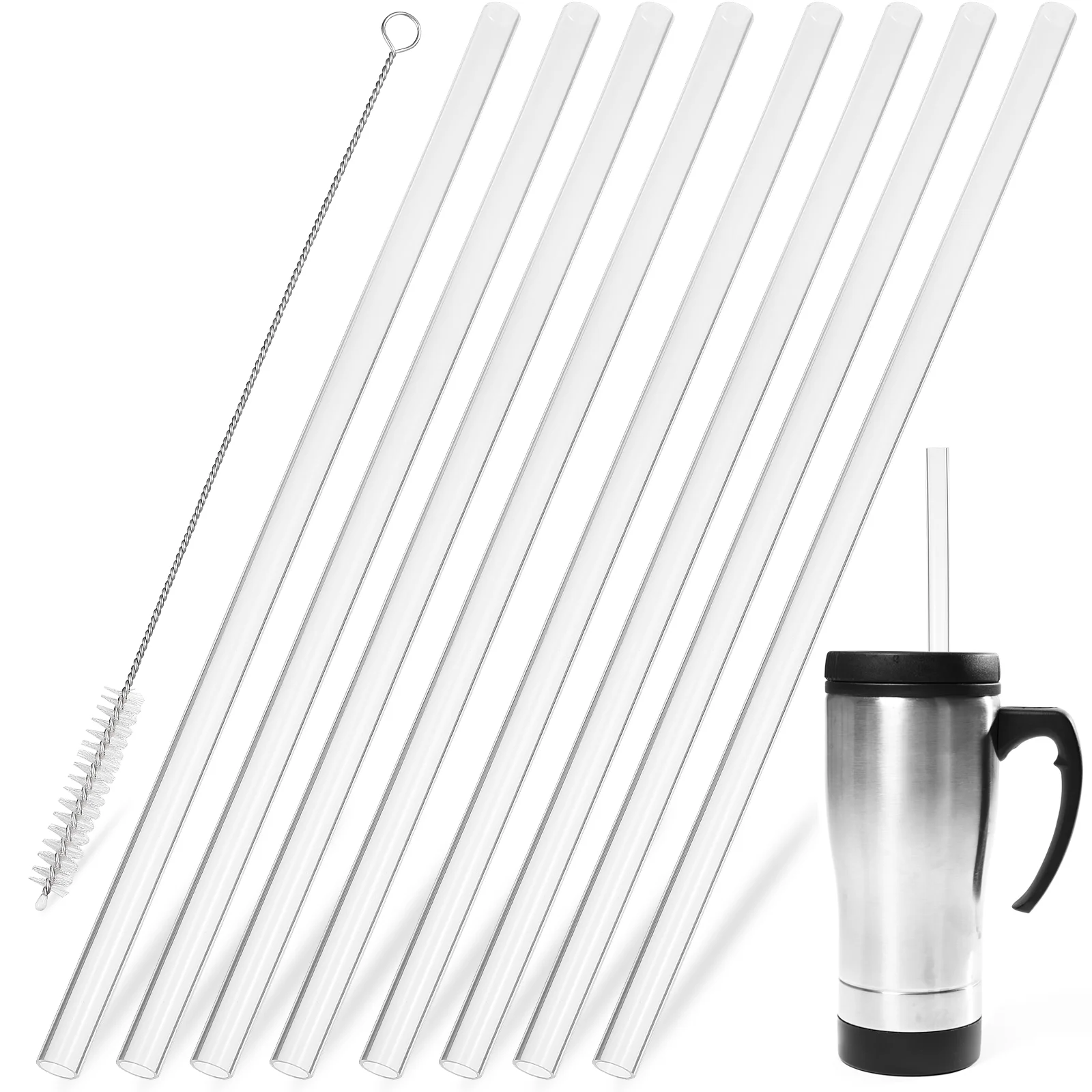 

8 Pcs Universal Flexible Tumbler Cups Silicone Straws Replacement with Cleaning Brush Drinking Straws with Cleaning Brush