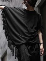 handsome well fitting tees mens solid hot sale camiseta fashion male loose comfortable fringed t shirts s 5xl incerun tops 2022