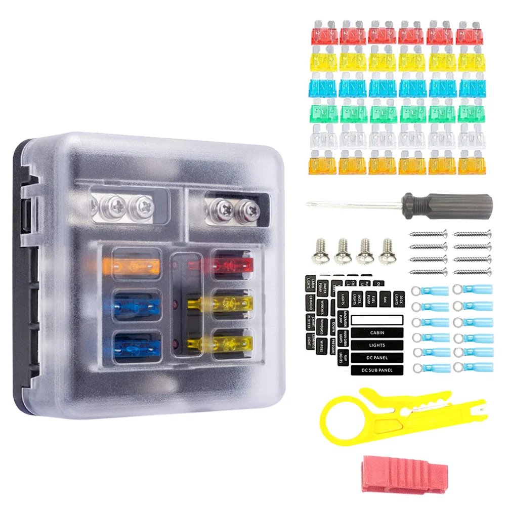 

1 Set Practical Portable Fuse Organizer Fuse Block Box 6-way Fuse Box Fuse Holder