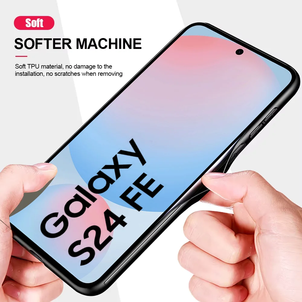 Магнитный кожаный чехол для Samsung Galaxy S24 FE 5G Samung Sumsung S24FE S 24FE 24 2024 TPU мягкая рамка