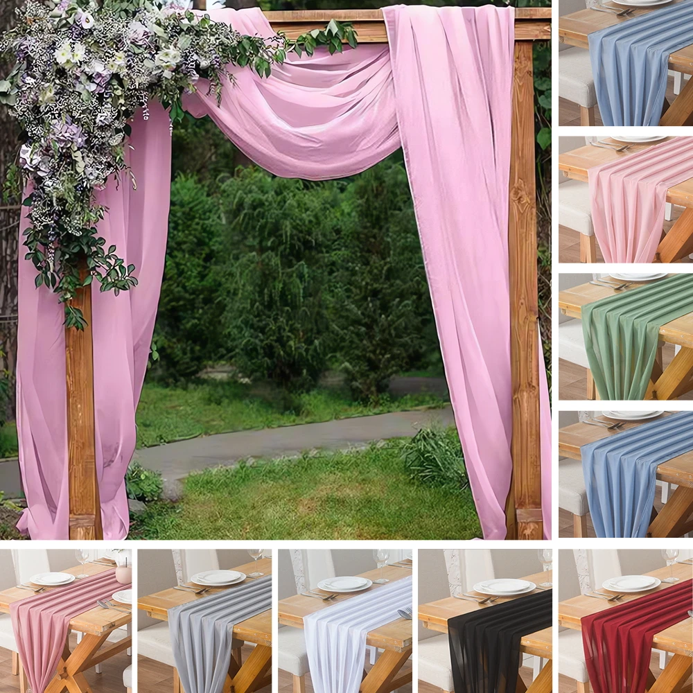 

Chiffon Table Runner 72cm*304cm Romantic Boho Table Runner for Wedding Birthday Party Bridal Valentine's Day Table Decoration