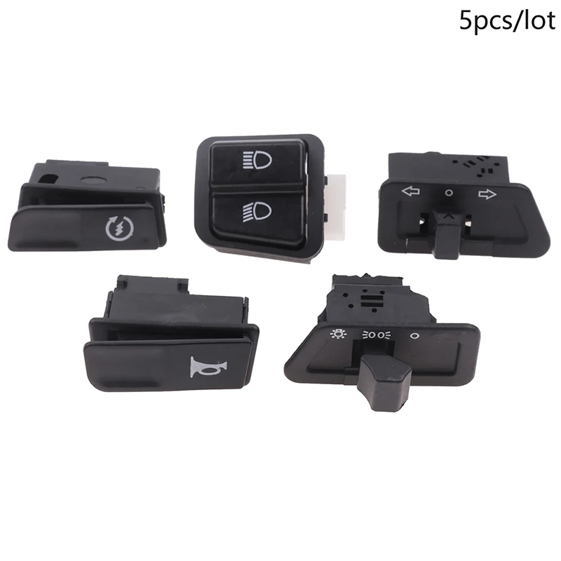 

5pcs/set Start Switch Horn Light Five Major Switches Turn Signal Beam Button Switch Connecters For Scooter Motorcycle Accessorie
