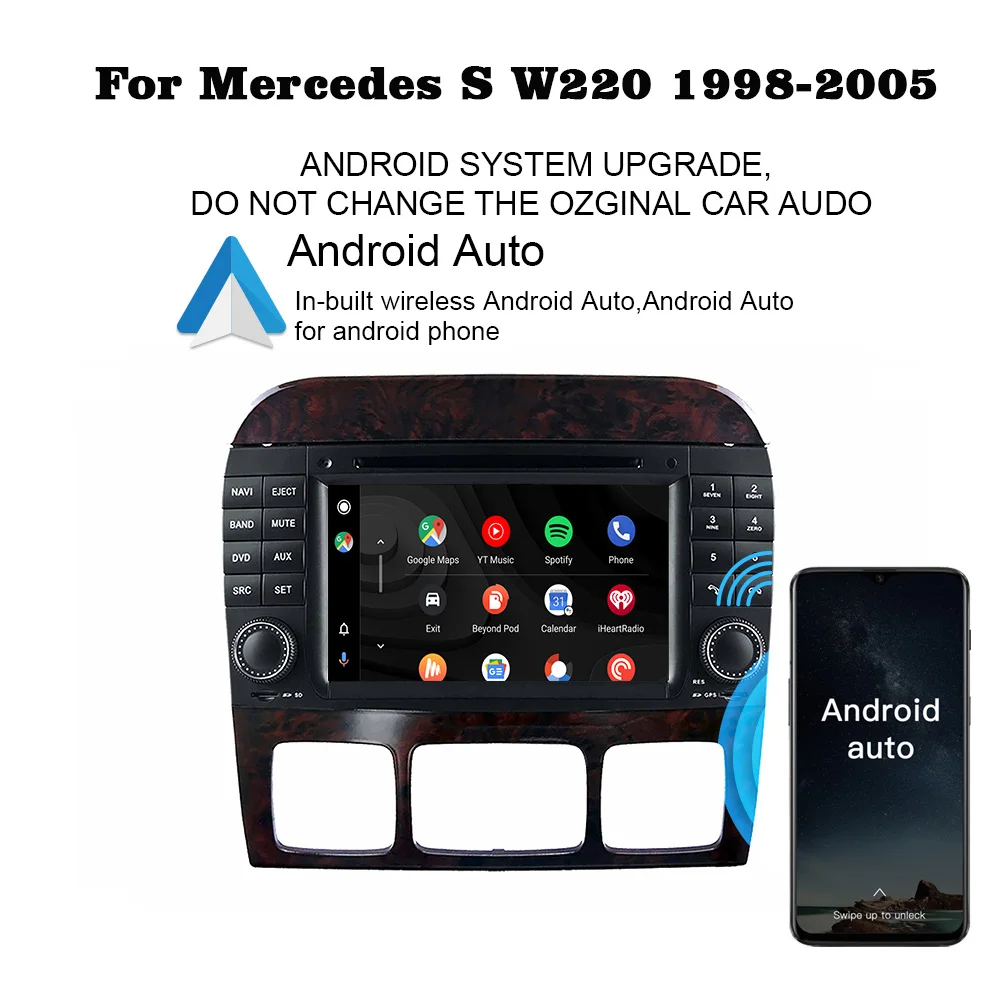 Hualingan for Mercedes Benz S Class W220 S280 S320 S350 S400 S430 S500 S600 AMG 1998-2005 Car Stereo Radio Multimedia CarPlay