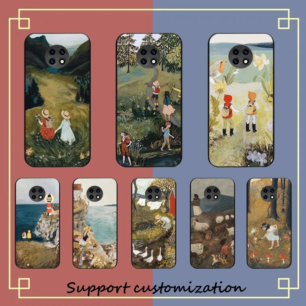 

Cartoon Scenery Girl Phone Case For Redmi Note 4 X 5 A 6 7 8 Pro T 9 Pro 9S 10 Pro 11 Pro 11S 11Epro PocoM3pro