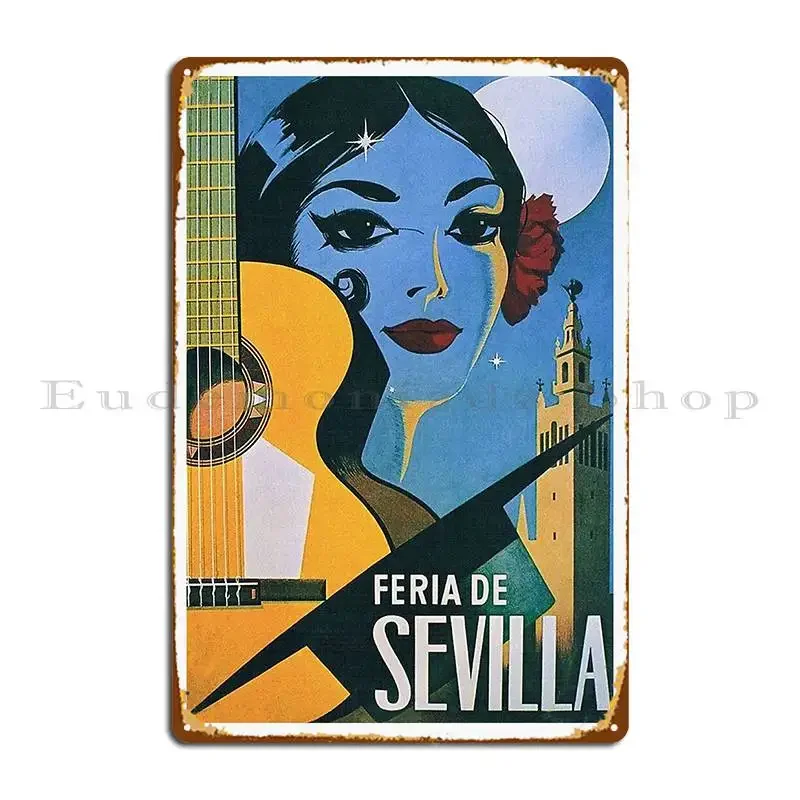 Feria De Sevilla Seville Испания винтажный туристический постер металлический знак печать