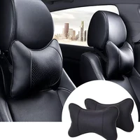 2 pcs artificial leather car pillow protection your neckcar headrest hole digging designauto supplies safety neck pillow