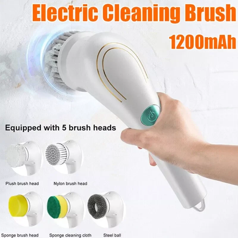 

NEW 5in1 Multifunction Handheld Cleaning Brush Set For Shoes Dishwashing Usb Rechargeable Waterproof Bathroom Kitchen Tool