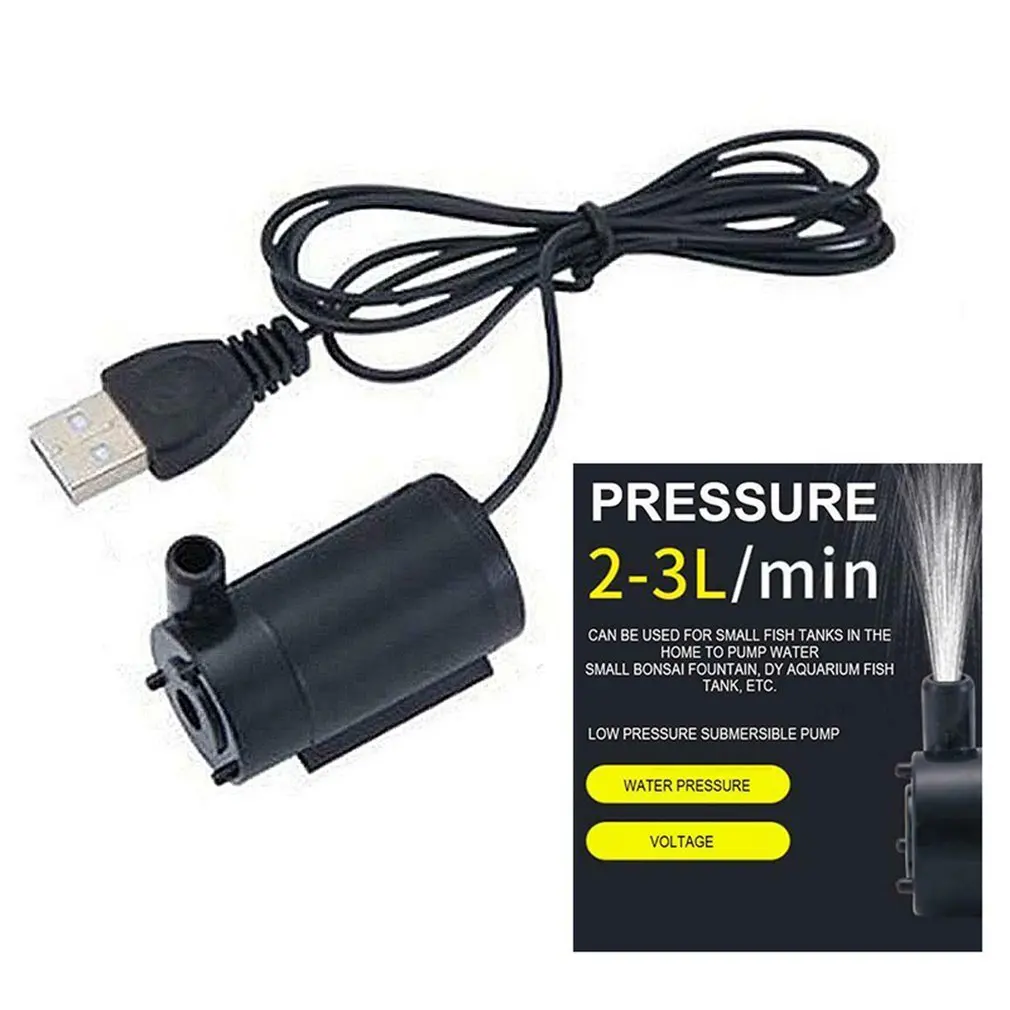 

New Micro Submersible and Amphibious DC Motor Water Pump 3V 4.5V 5V 6V 80-100L/H 1M Usb Cable Fish Tank Fountain Garden