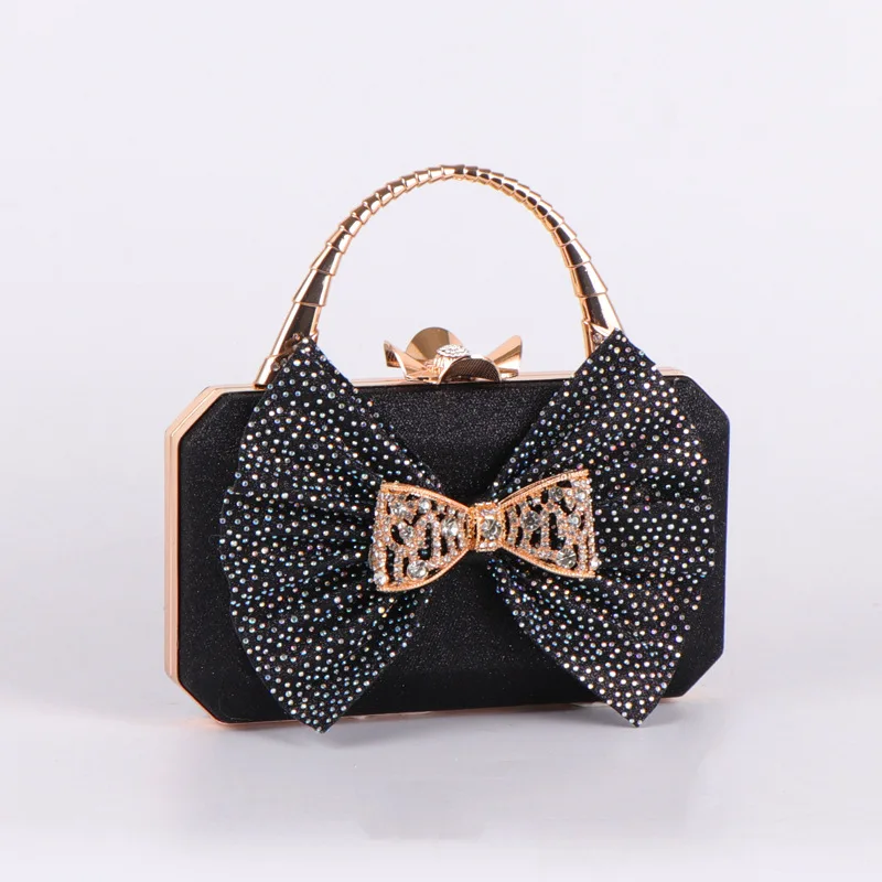 

New Women's Evening Bag Luxury Designer Bow Sequins Diamonds Party Handbags Fashion Female Banquet Wedding Chain Clutch Bags