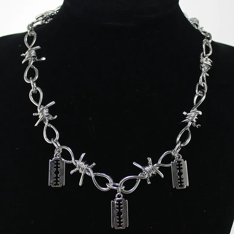 

New Thorns Thorns Necklace Bracelet Pants Chain Super Cool and Cold Trend People Jumping Hip-hop Personality Blade Necklace