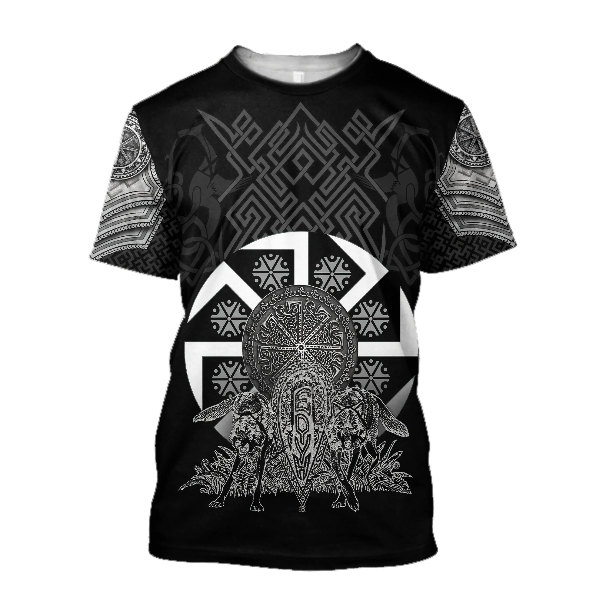 Футболка мужская дышащая модная рубашка с 3D принтом вороны тату символа уличные