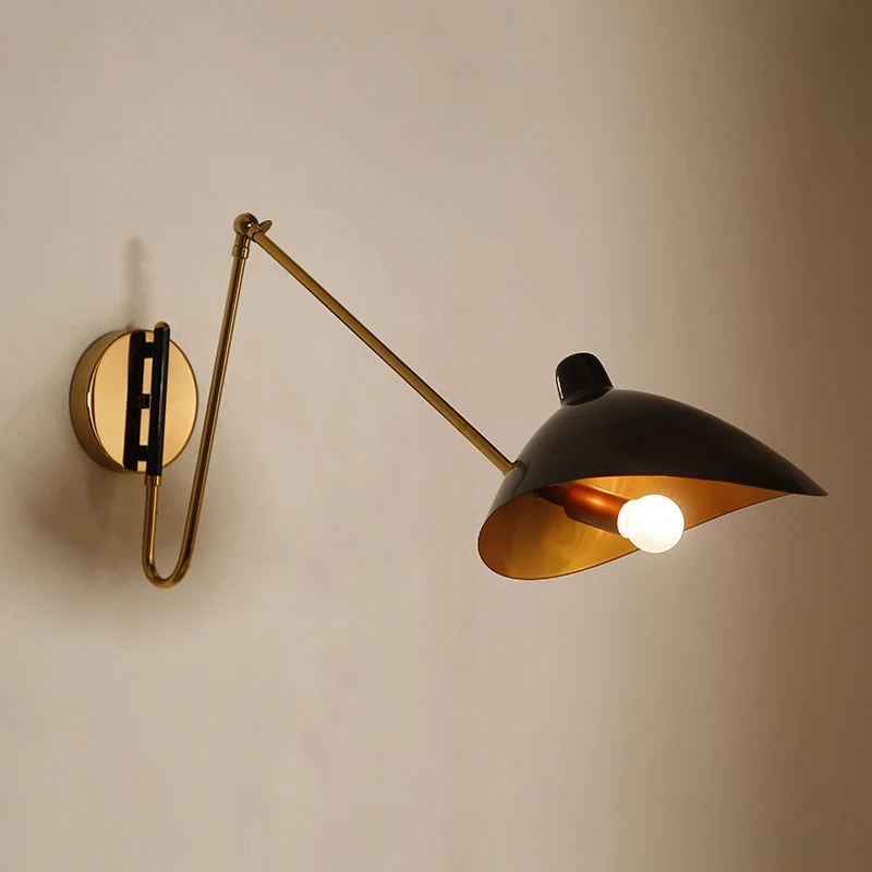 

Modern Wall Lamp Black Wall Sconce with Switch Long Arm Rotating Vintage Industrial Lamps Living Room Bedroom Reading Lamp