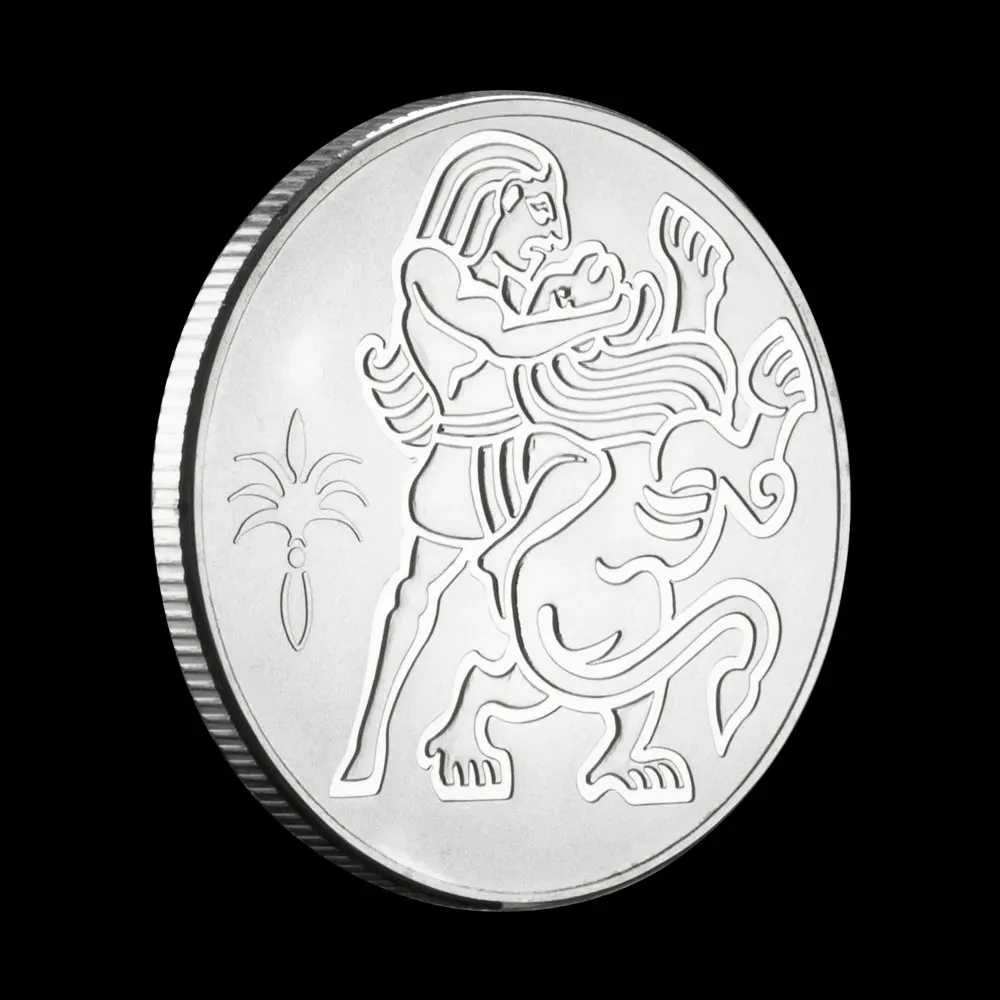 Коллекционная Посеребренная сувенирная монета Samson and The Lion Библия история узор