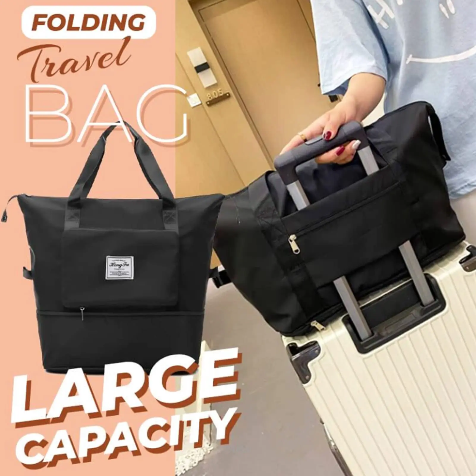 Large Capacity Folding Travel Bags for Women Gym Yoga Storage Shoulder Bag Men Waterproof Luggage Handbag Travel Duffle Bag