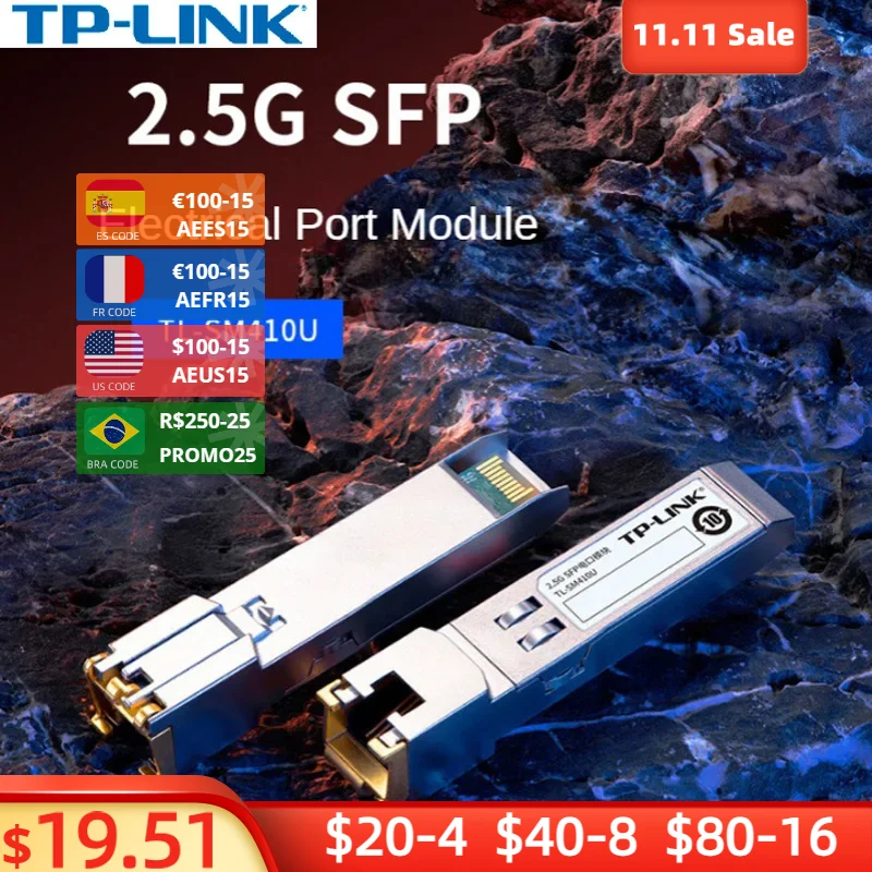

TP-Link 2500Mbps SFP 2.5 sfp to RJ45 2.5 Gigabit 10G Module 2.5gbps Transceiver Switch Optical Module Optical Transceiver