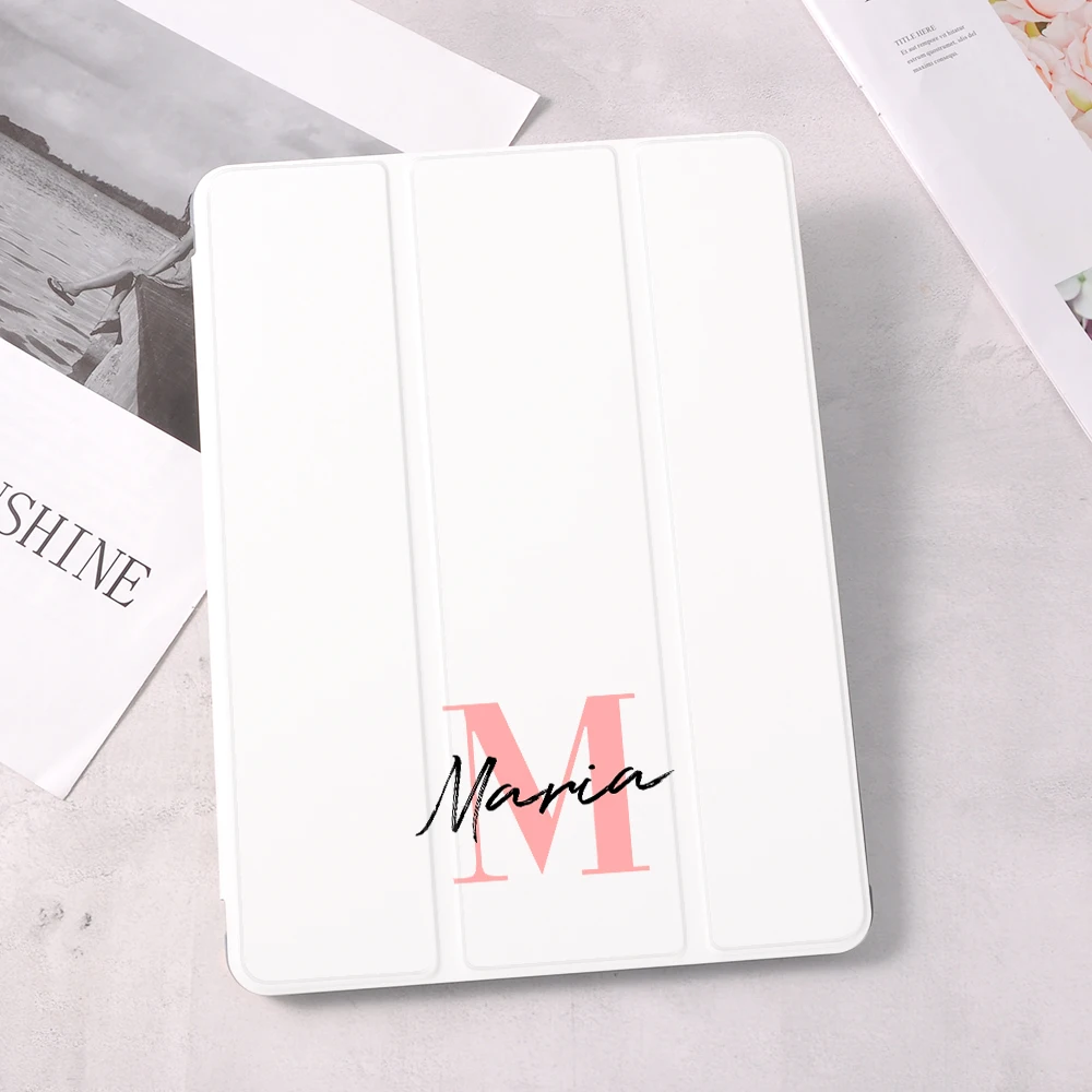 

Custom Name iPad Case For Air 4 10.9 With Pencil Holder 10.2 inch 7/8/9th Generation 12.9 iPad Pro Mini 5 6 Smart Wake up Cover