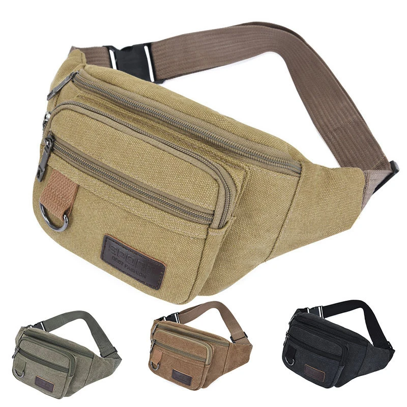 

Pack Unisex Phone Male Bum Men Wallet Canvas Fashion Functional Women Bags Belt Casual Pouch Waterproof Fanny Waist
