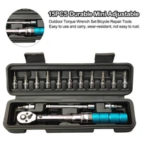 15pcs ratchet outdoor steel torque wrench set bicycle repair tools universal mini adjustable manual spanner portable durable