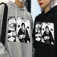 naruto hoodie black and white print unisex casual sports hoodie japanese anime fashion top winter women