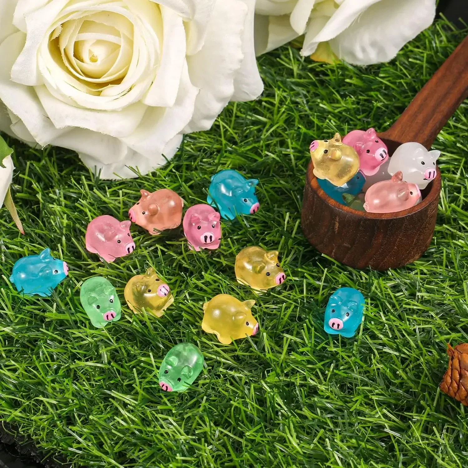 100 шт. миниатюрные полимерные крошечные свинки мини светящиеся фигурки свиней