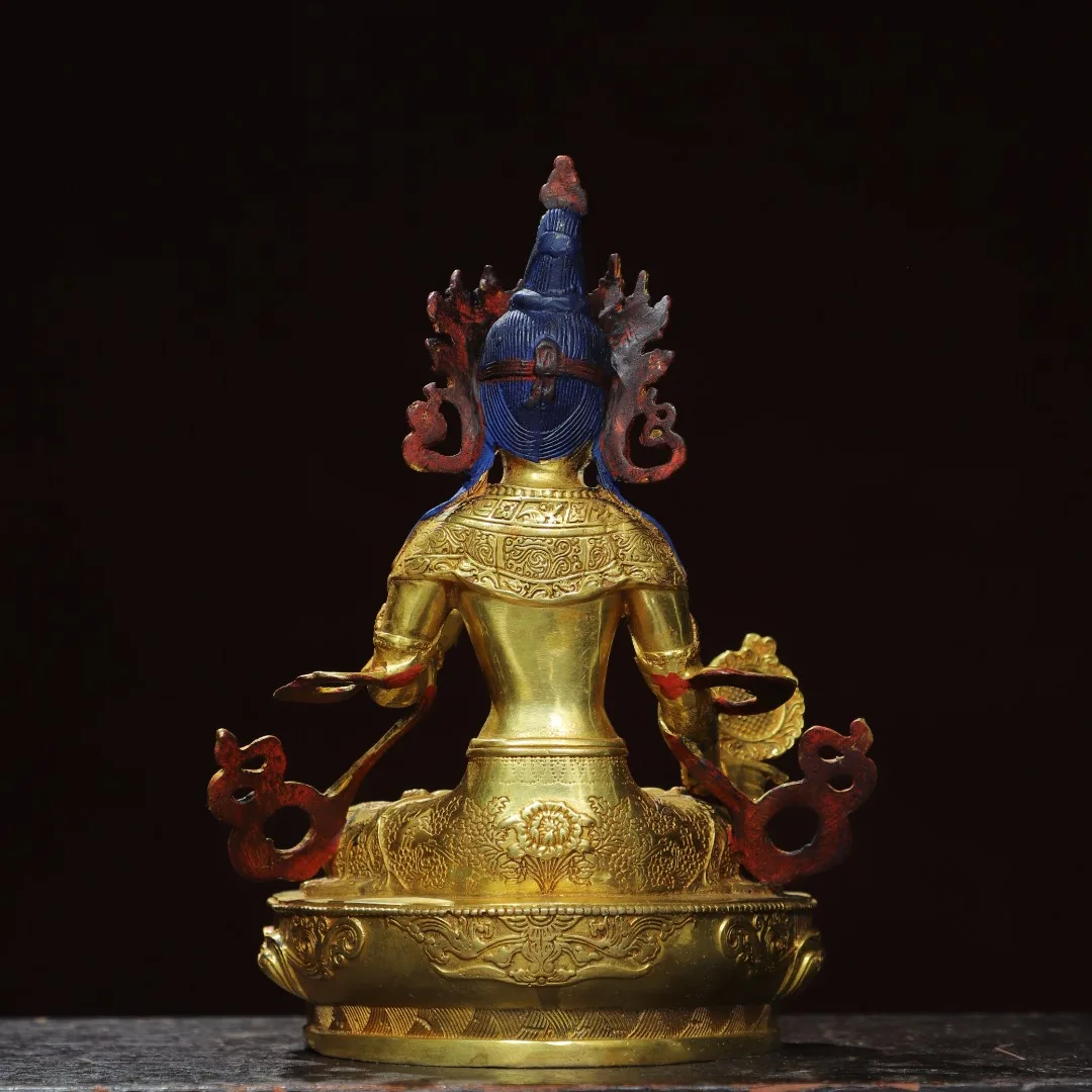 Статуя Будды позолоченная бронзовая 20 см в ширину 8 толщину 0 98 кг