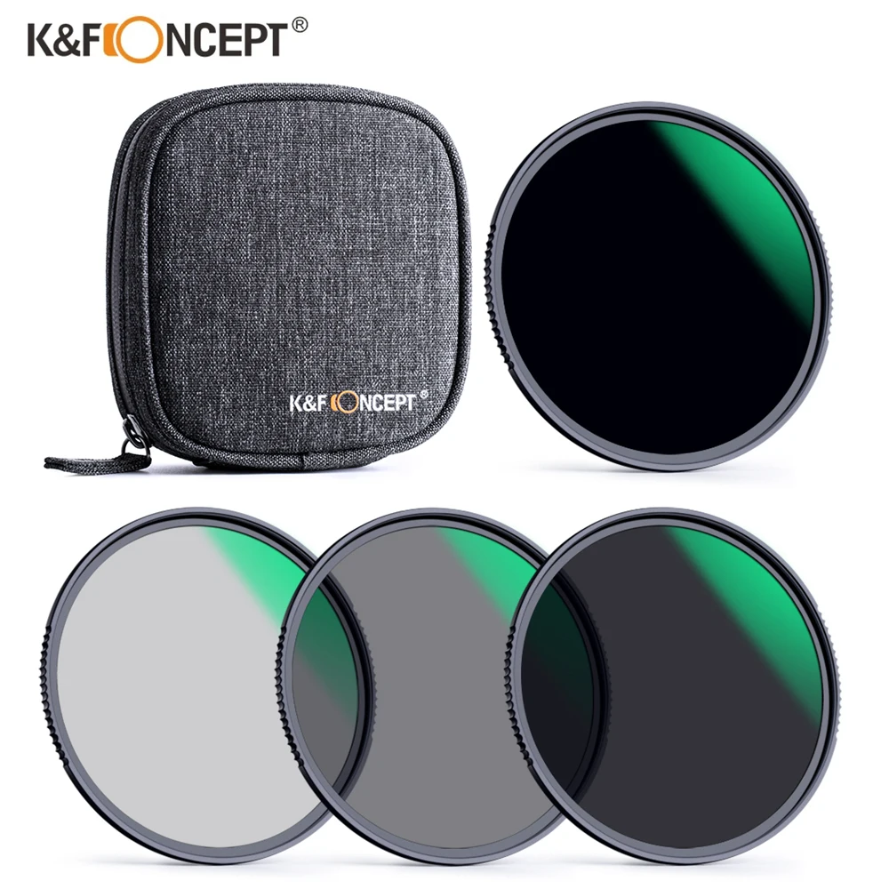 

K&F Concept 4 In 1 ND Filter Kit ND4+ND8+ND64+ND1000 Neutral Density Filter With Filter Pouch 49mm 52mm 58mm 67mm 72mm 77mm 82mm