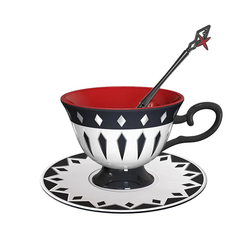 Керамическая чайная чашка и набор тарелок Genshin Arlecchino