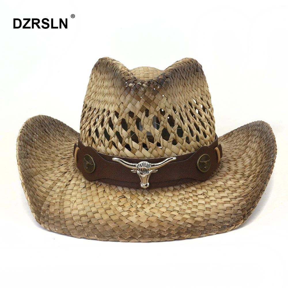 

Соломенная джинсовая шляпа для мужчин и женщин, декоративная пляжная шапка с принтом головы коровы и соленой травы, защита от УФ излучения, для отдыха