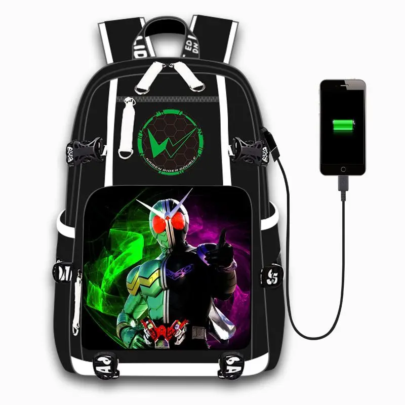 

Kamen Rider W schoolbag around empty I Ghost Shiwang Build backpack personality students men and women casual zipper shoulders
