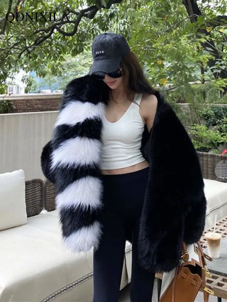 Winter Coat for Women Fashion Mid-length Big Fur Collared Hot Girl Fox Fur Imitation Fur Thickened Coat New In Outdoor Clothes