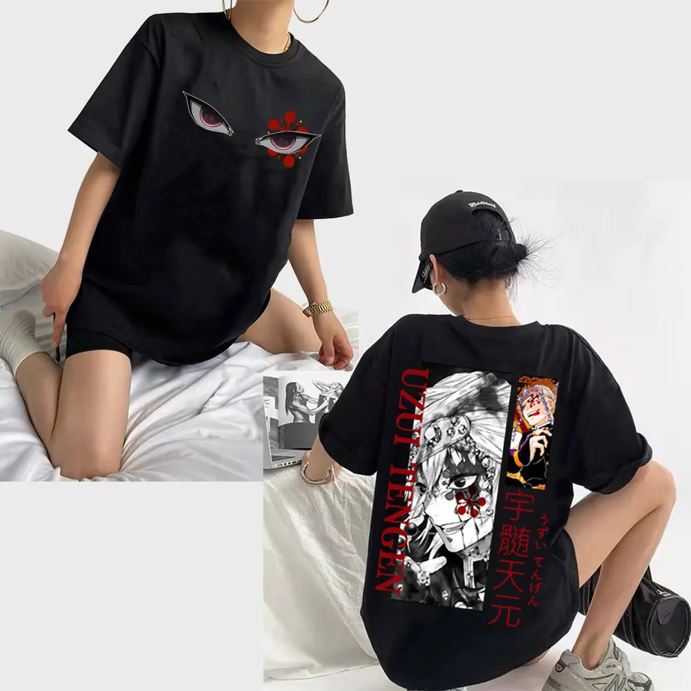 

Anime Demon Slayer Eyes Graphics Printing Tshirt Uzui Tengen T-shirts Short Sleeve Men Women Fashion Casual Oversized T Shirt