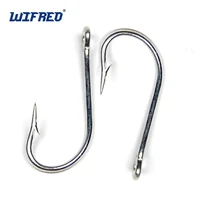 wifreo 200pcs silver thick wire sea kirby ringed hook high carbon steel seawater fishing big eye hooks barbed sharp size 20 1
