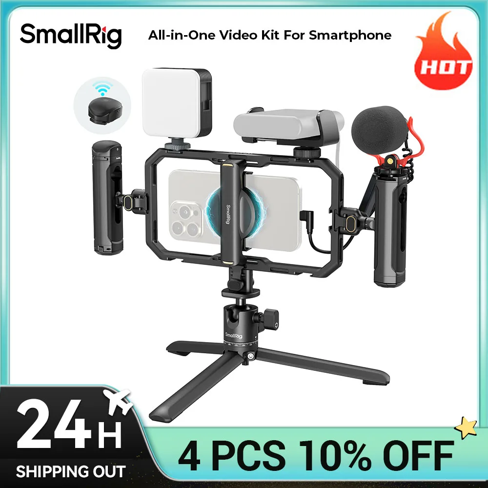 Фото Комплект SmallRig All-in-One для видеосъемки на смартфон с аудио- и световой системой, полный набор Quick Pro Edition, комплект для крепления телефона 4704 №1