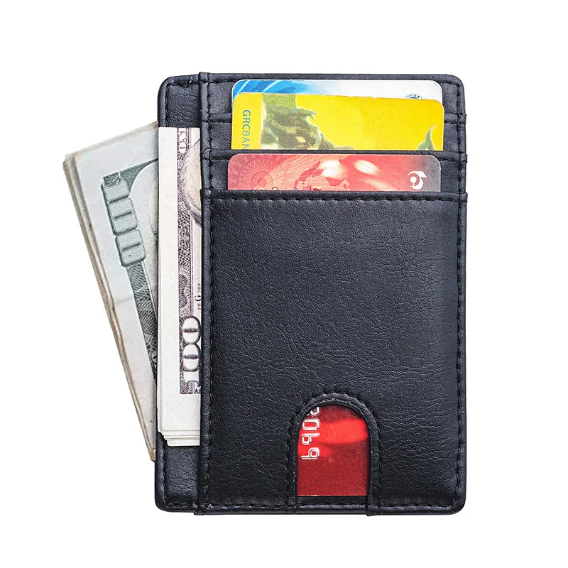 Супер тонкий кожаный кошелек с блокировкой RFID держатель для кредитных карт чехол