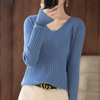 early spring and autumn inner sweater womens slim long sleeved design niche knitted wool bottoming shirt v neck top