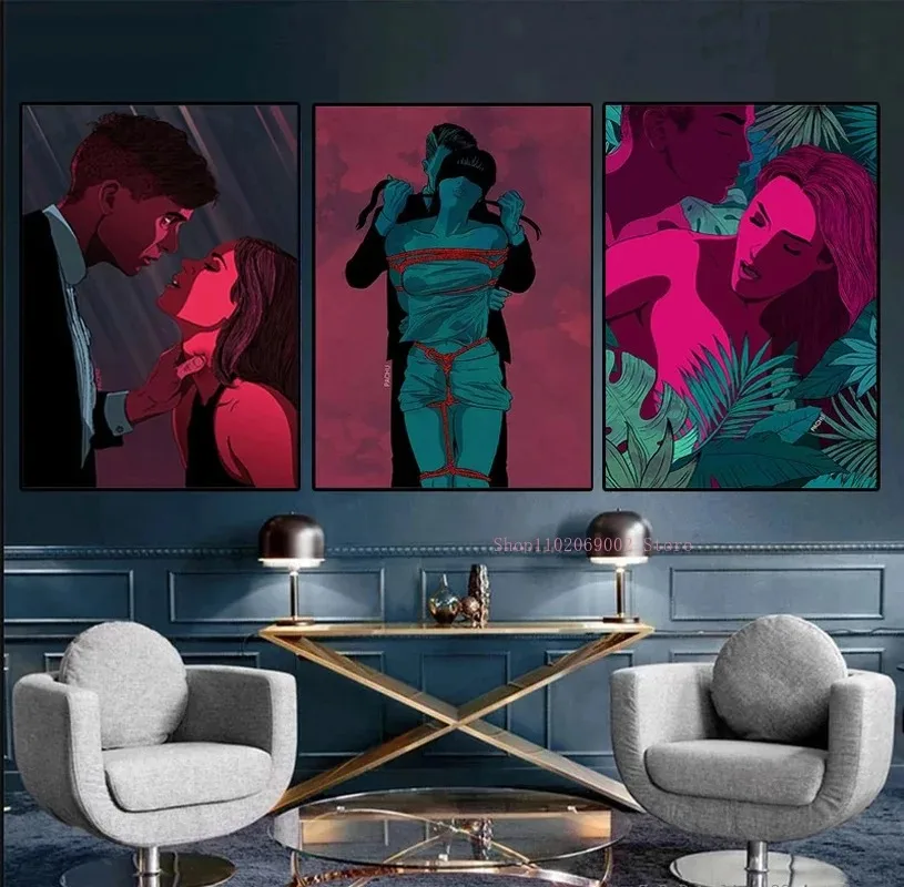 Сексуальные Пары Телесного Цвета На Холсте Современный Стиль Настенный Декор