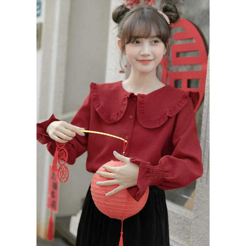 

Make for the spot! Doll brought the white shirt female year spring hubble-bubble sleeve French western style restoring ancient w