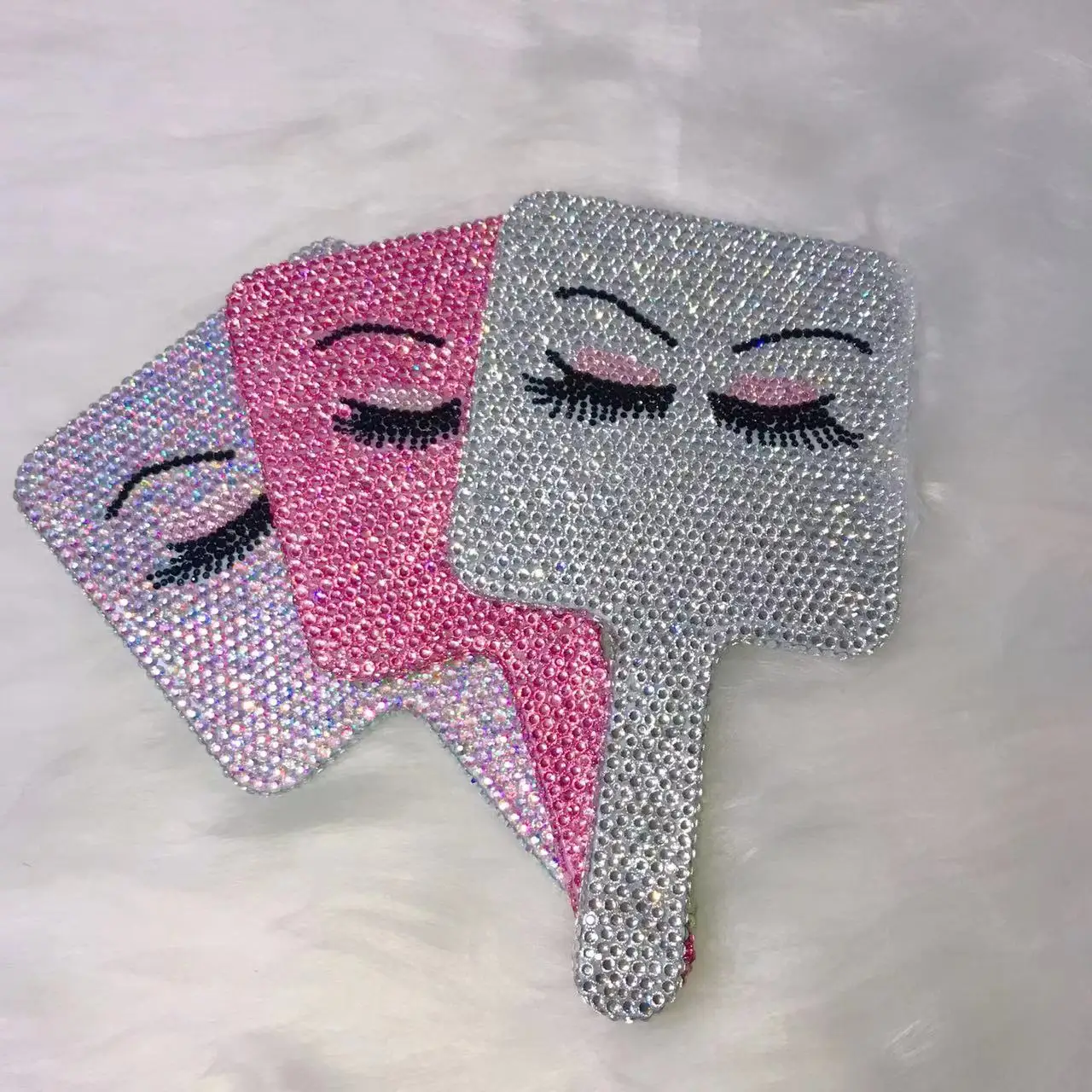 

Ручное зеркало Bling Eye Brow, портативные зеркала для макияжа Kawaii, индивидуальные зеркала для салона красоты, бесплатная доставка