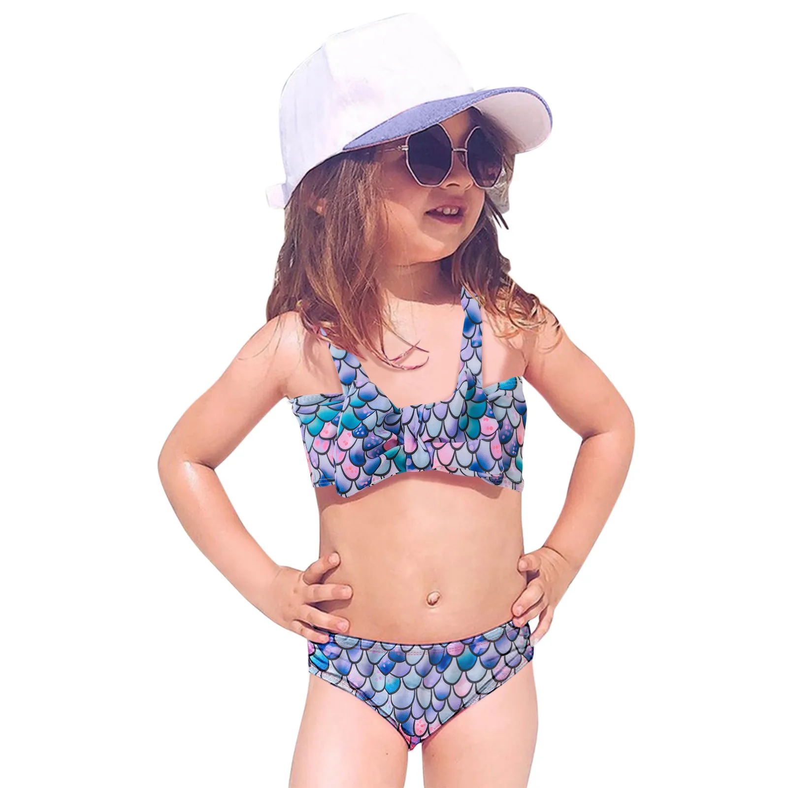 

Outfits Bowknot Two Bikini Piece Baby Printed Camouflage Swimsuit Girls Swimwear Summer Girls Swimwear girls swimsuit children