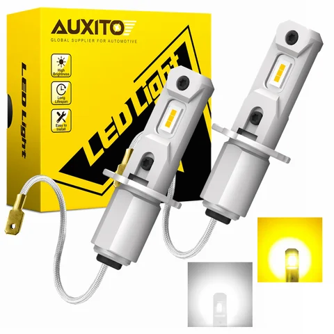 2 шт., автомобильные мини-лампы AUXITO без вентилятора, желтые дневные ходовые огни, супер яркие белые автомобильные лампы, 12 В постоянного тока
